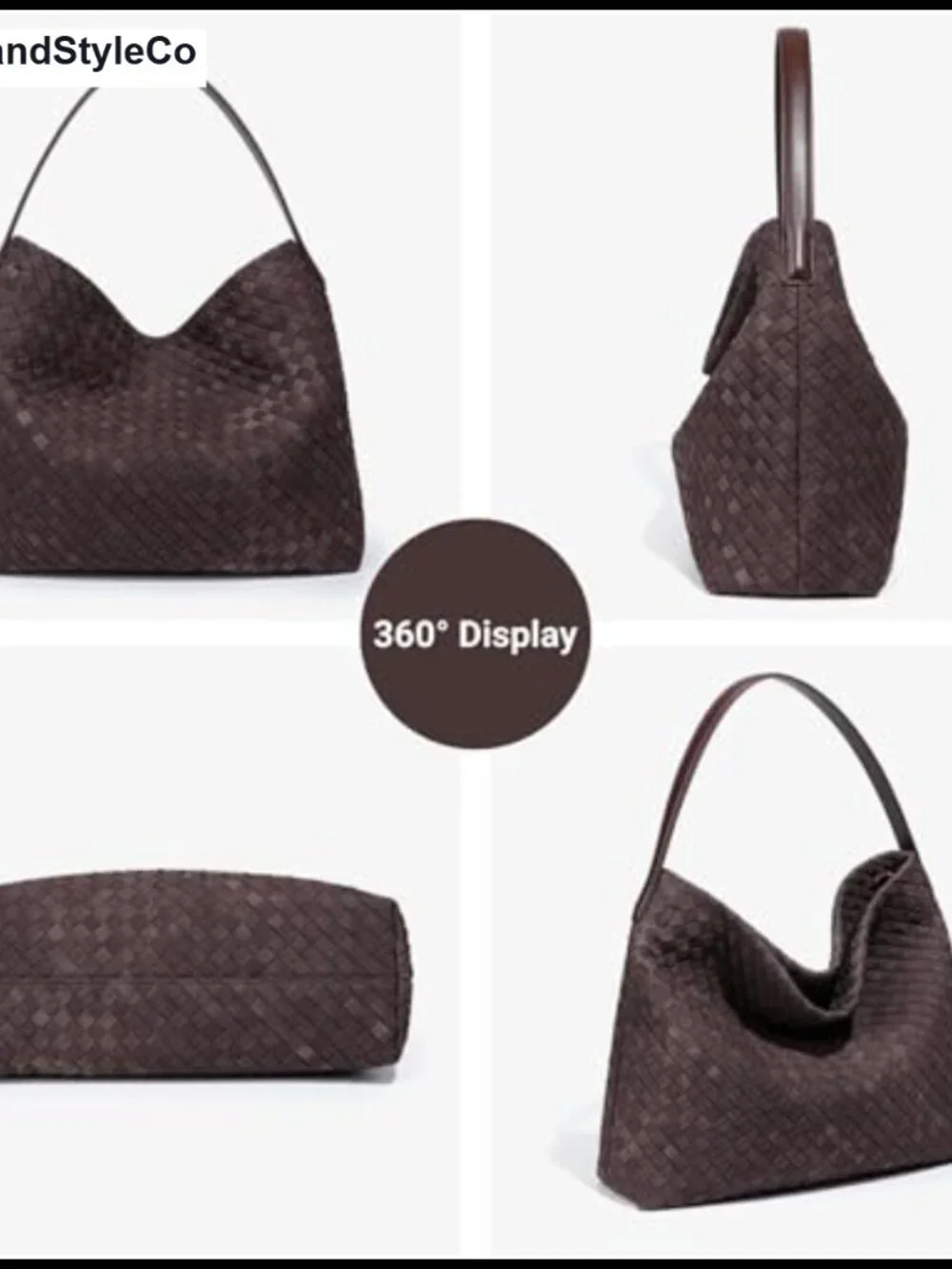Woven Suede Hobo Bag Slouchy Shoulder Tote Purse with Detachable Crossbody Strap